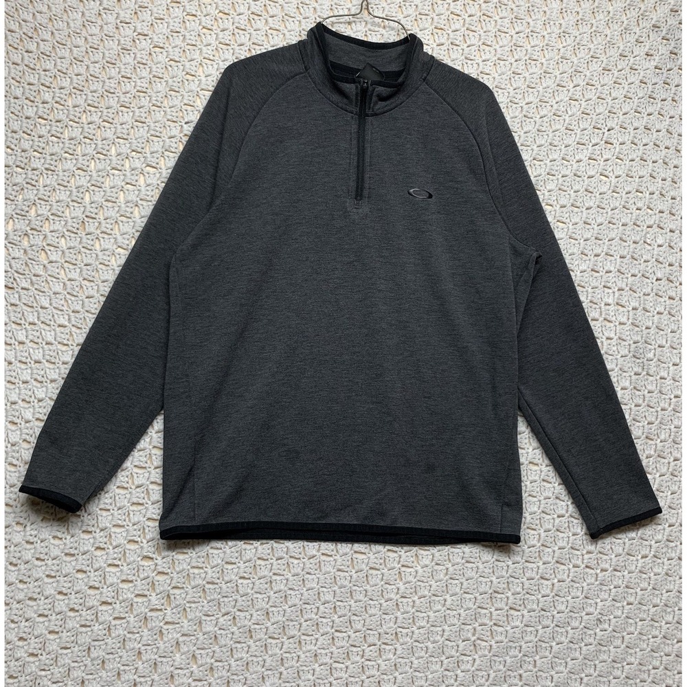 Oakley Pullover Sweatshirt Mens‎ Size M Gray Zip 1/4 Regular Fit Mock Neck